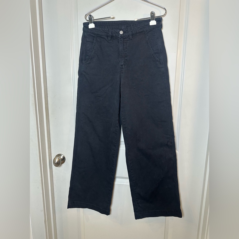 L.L. Bean Cotton Blend Wide Leg Patch Pickets Black Pants, Size 8